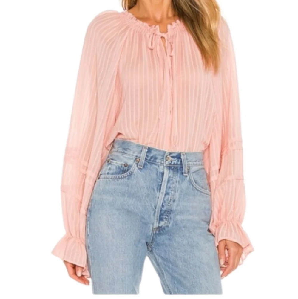 FREE PEOPLE Out of Town‎ Split Neck Blouse Sz XSMALL